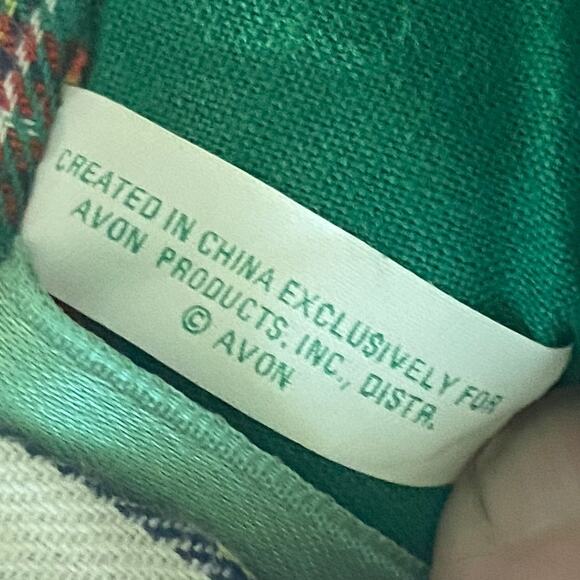 Avon Christmas Stocking Plaid Appliqued Snowman Vintage Fabric Ribbon Hanger - Picture 6 of 7